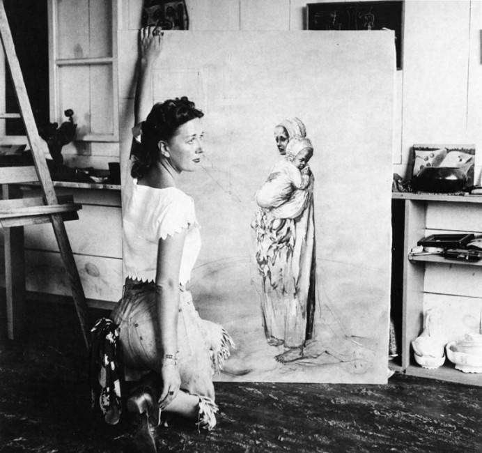 Dorothea Tanning in her studio, Sedona, Arizona