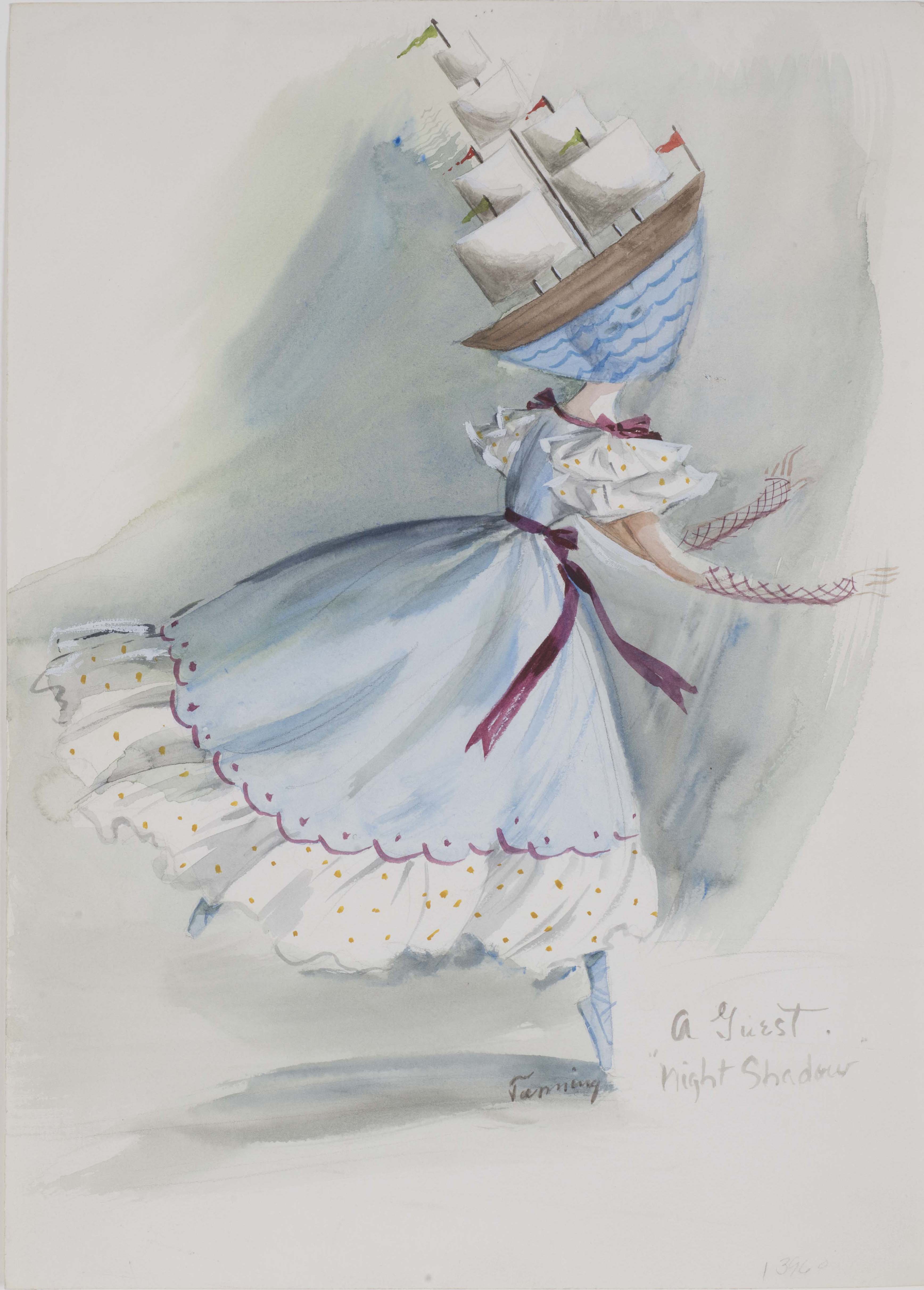 A Guest, costume design for The Night Shadow, a ballet by George Balanchine 